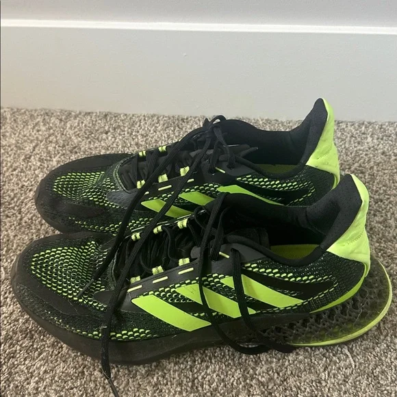 Adidas Men's Black and Neon Green Athletic Shoes size 13 - Picture 3 of 7